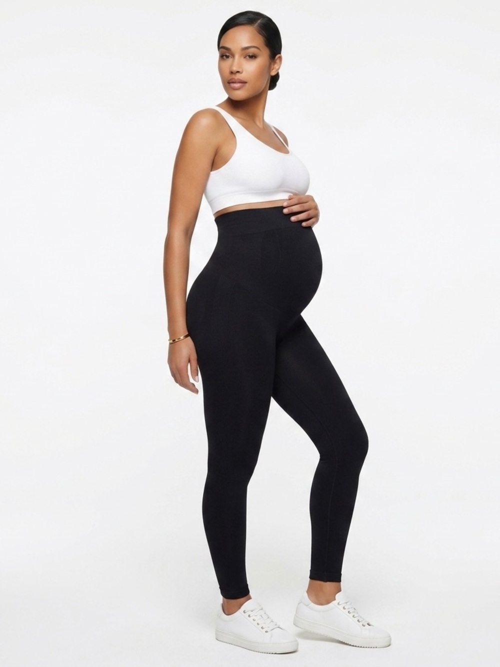 BLANQI Maternity Belly Support Leggings Seamless High Waist Nylon Black XS